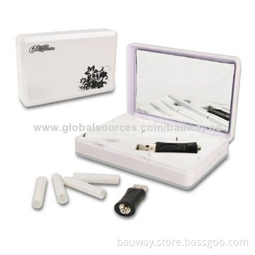 Ladies' Mini Electronic Cigarette Starter Kit with Mirror, Pure White Case, Hot Sale